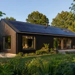 Illustrative home with rooftop solar panels